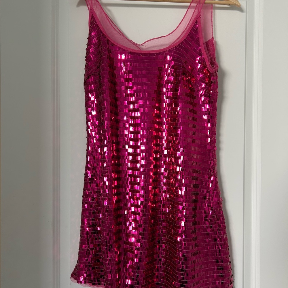 Free People Shimmering Fuchsia Sequin Holiday Dress